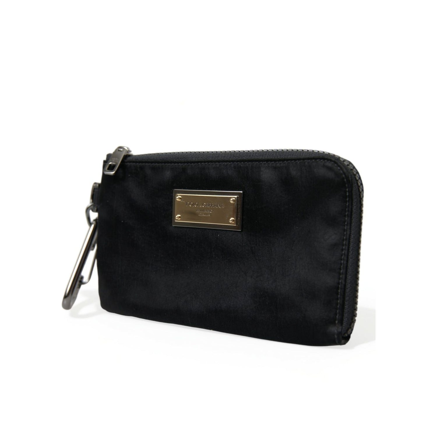 Dolce & Gabbana Black Nylon Logo Plaque Keyring Pouch Clutch Bags 1728,67345645728,Bags,Black,Clutch Bags - Bags,Clutch Bags - Men - Bags,Dolce & Gabbana,Material: 64% Nylon 34% Leather,Men,Men - Bags,New with tags
