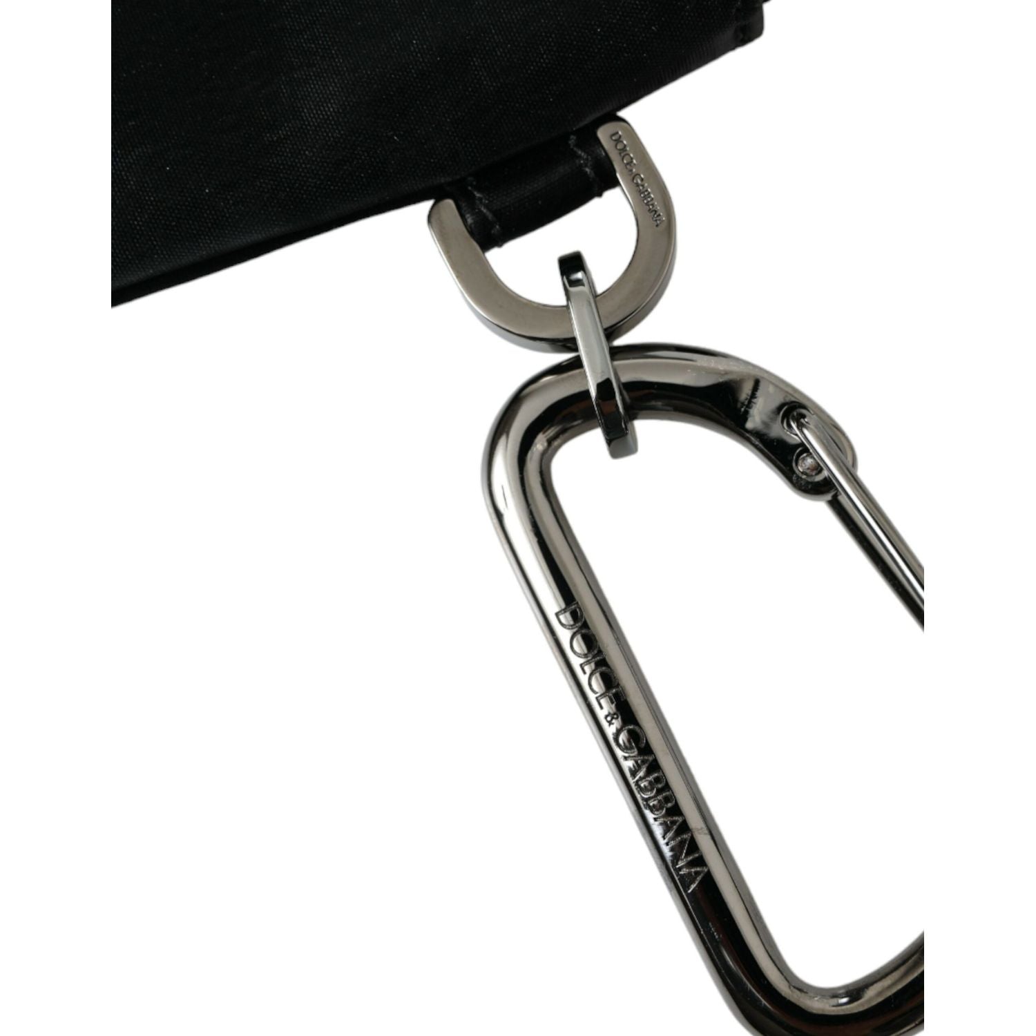 Dolce & Gabbana Black Nylon Logo Plaque Keyring Pouch Clutch Bags