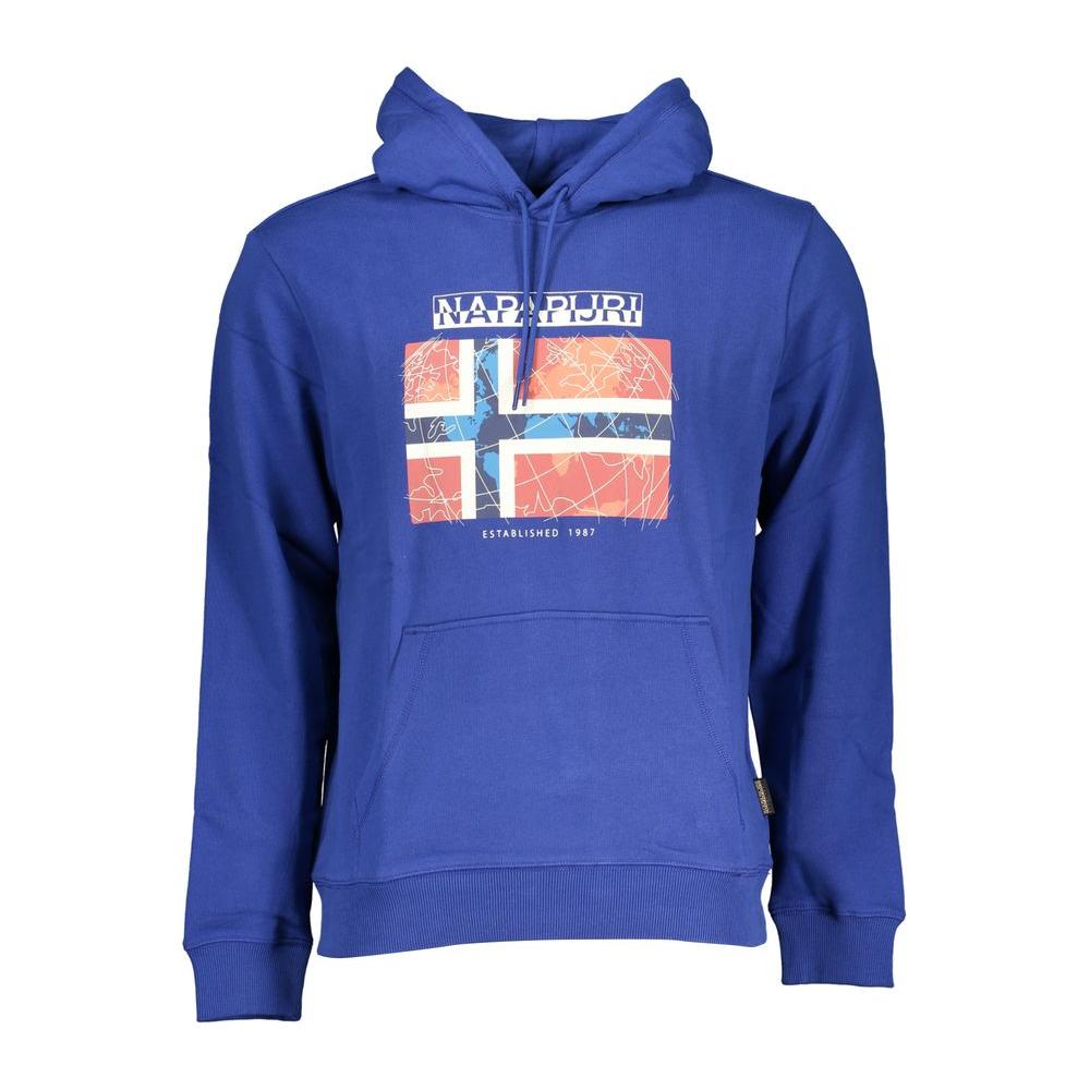 Napapijri Chic Blue Hooded Sweatshirt with Logo Print Napapijri