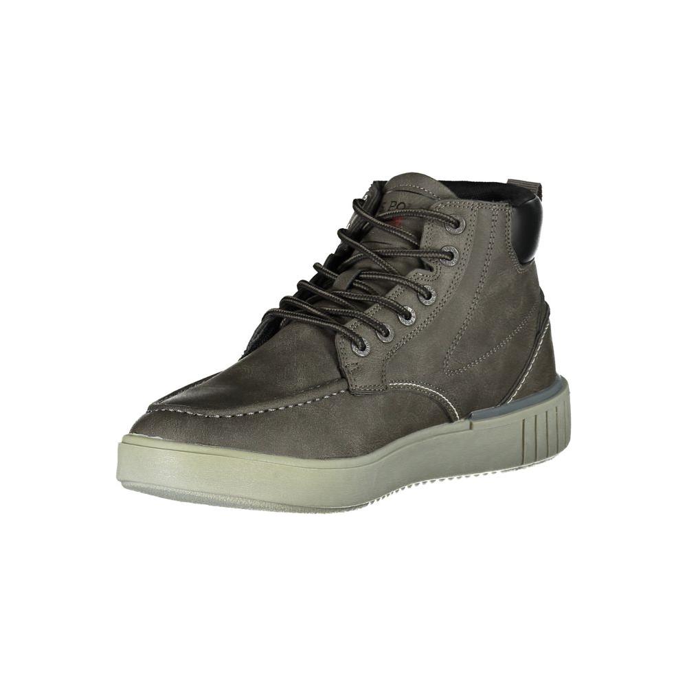 U.S. POLO ASSN. Sophisticated Gray Lace-Up Boots with Contrast Detailing U.S. POLO ASSN.