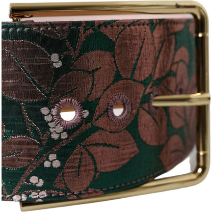 Dolce & Gabbana Multicolor Floral Jacquard Lurex Gold Buckle Belt 1728,5 Inches,65 cm / 26 Inches,67345645728,70 cm / 28 Inches,75 cm / 29,80 cm / 32 Inches,85 cm / 34 Inches,90 cm / 36 Inches,95 cm / 38 Inches,Accessories,Belts - Accessories,Belts - Wome