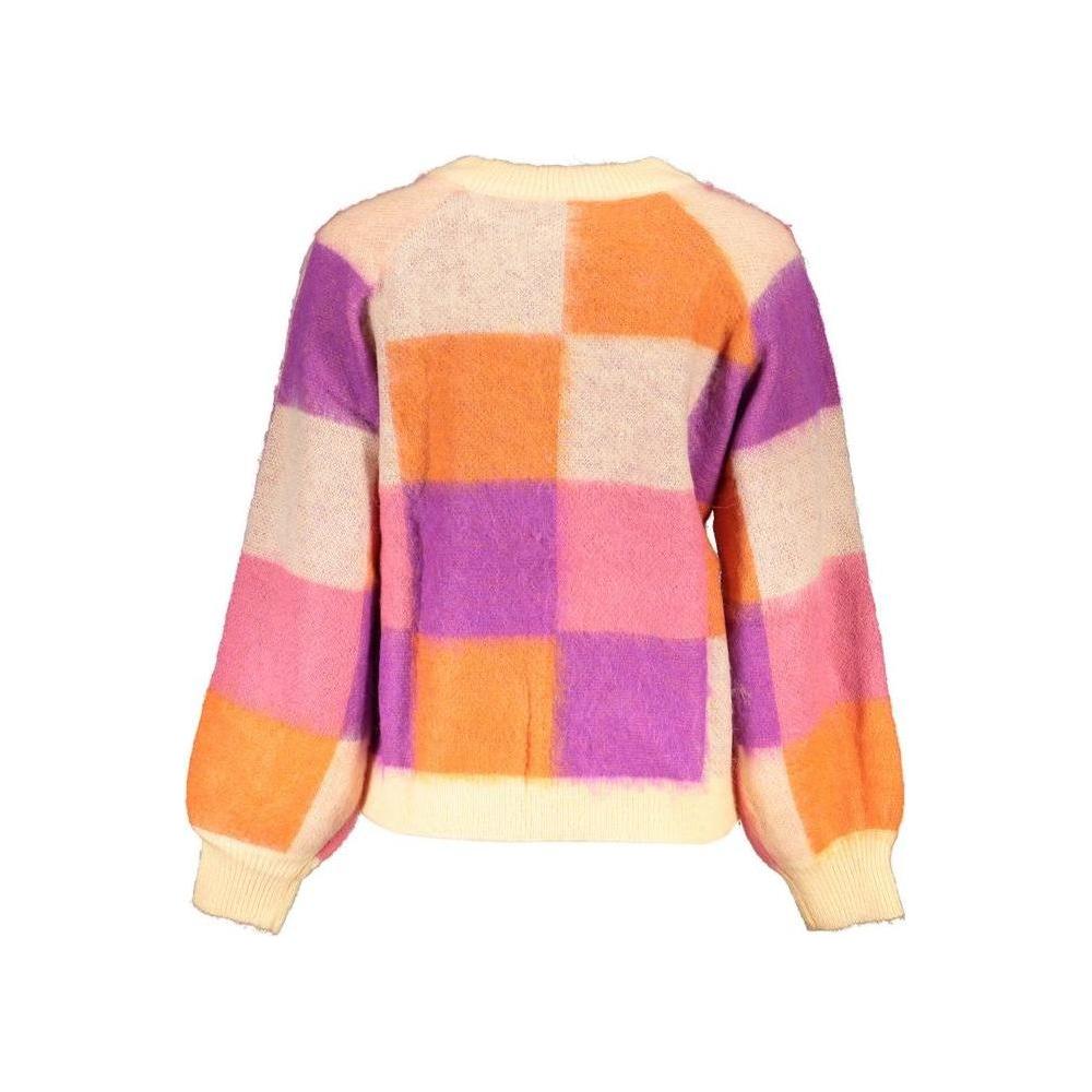 Desigual Chic Pink Contrast Crew Neck Sweater Desigual