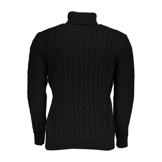 U.S. Grand Polo Elegant Black Turtleneck Twisted Sweater U.S. Grand Polo