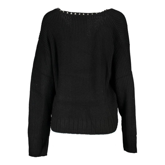 Patrizia Pepe Elegant Long Sleeved V-Neck Sweater with Chic Details Patrizia Pepe