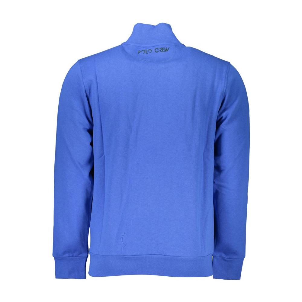 La Martina Elegant Blue Fleece Sweatshirt with Embroidery La Martina