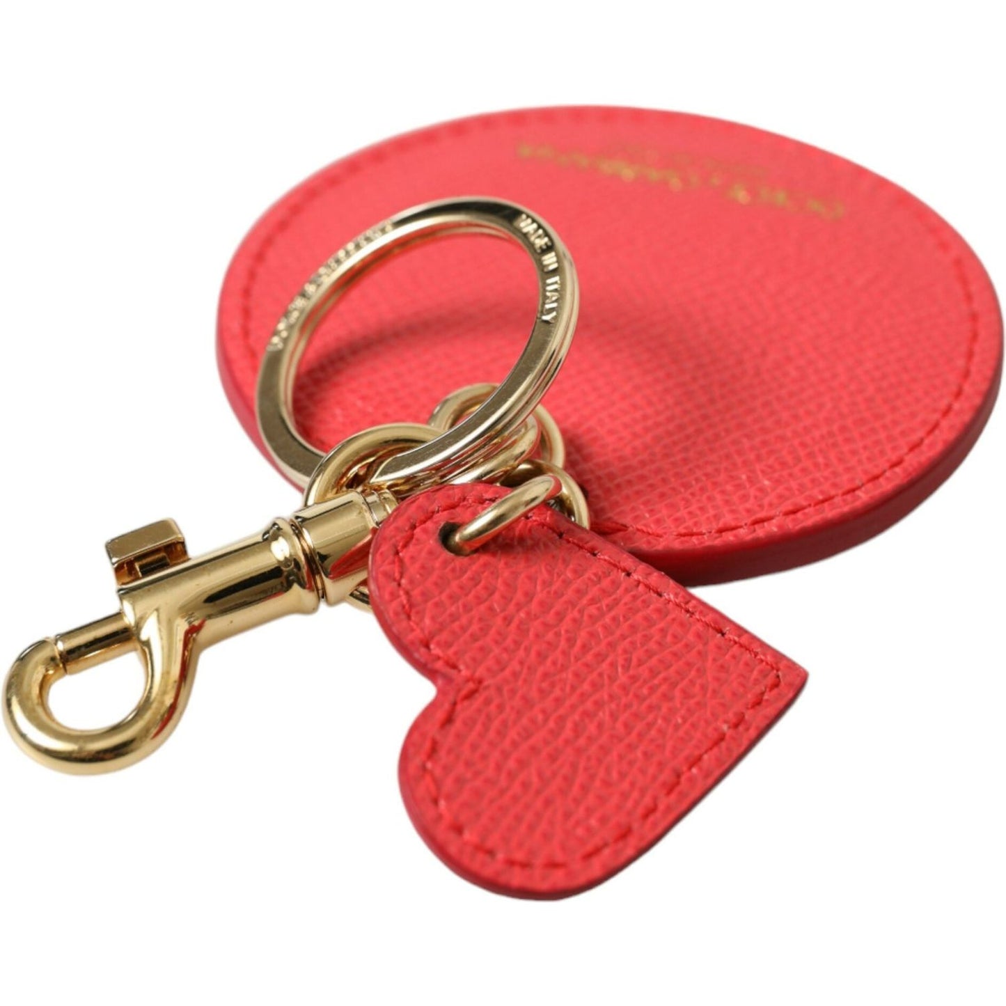 Dolce & Gabbana Elegant Red Leather Keychain with Gold Accents Dolce & Gabbana