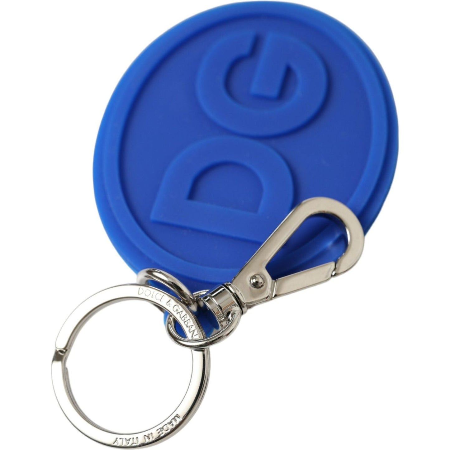 Dolce & Gabbana Elegant Blue Rubber Keychain with Brass Accents Dolce & Gabbana