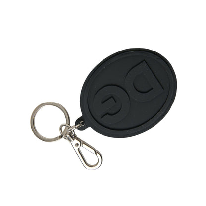 Dolce & Gabbana Black Rubber DG Logo Silver Brass Metal Keyring Keychain 1728,67345645728,Accessories,Black | Silver,Dolce & Gabbana,Keychains - Other Accessories - Accessories,Keychains - Women - Accessories,Material: Brass,New with tags,Other Accessorie