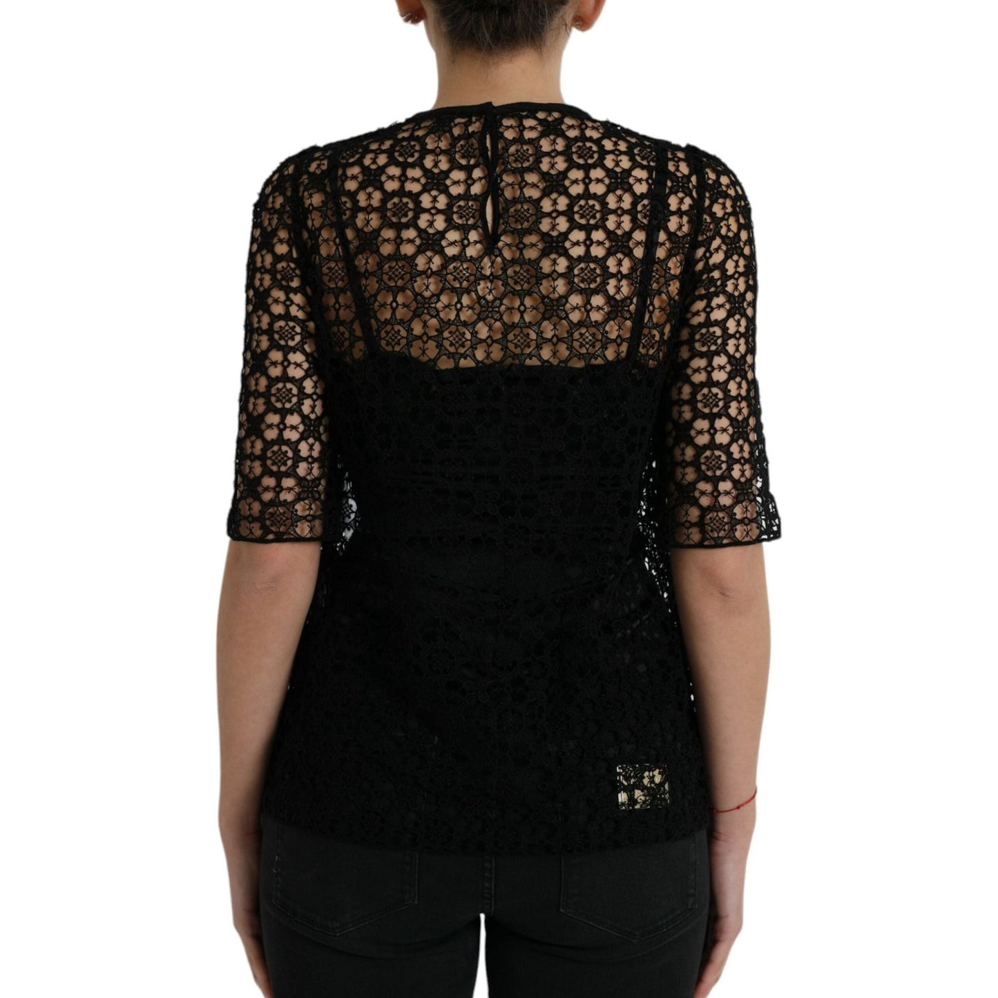 Dolce & Gabbana Elegant Floral Lace Blouse Top Dolce & Gabbana