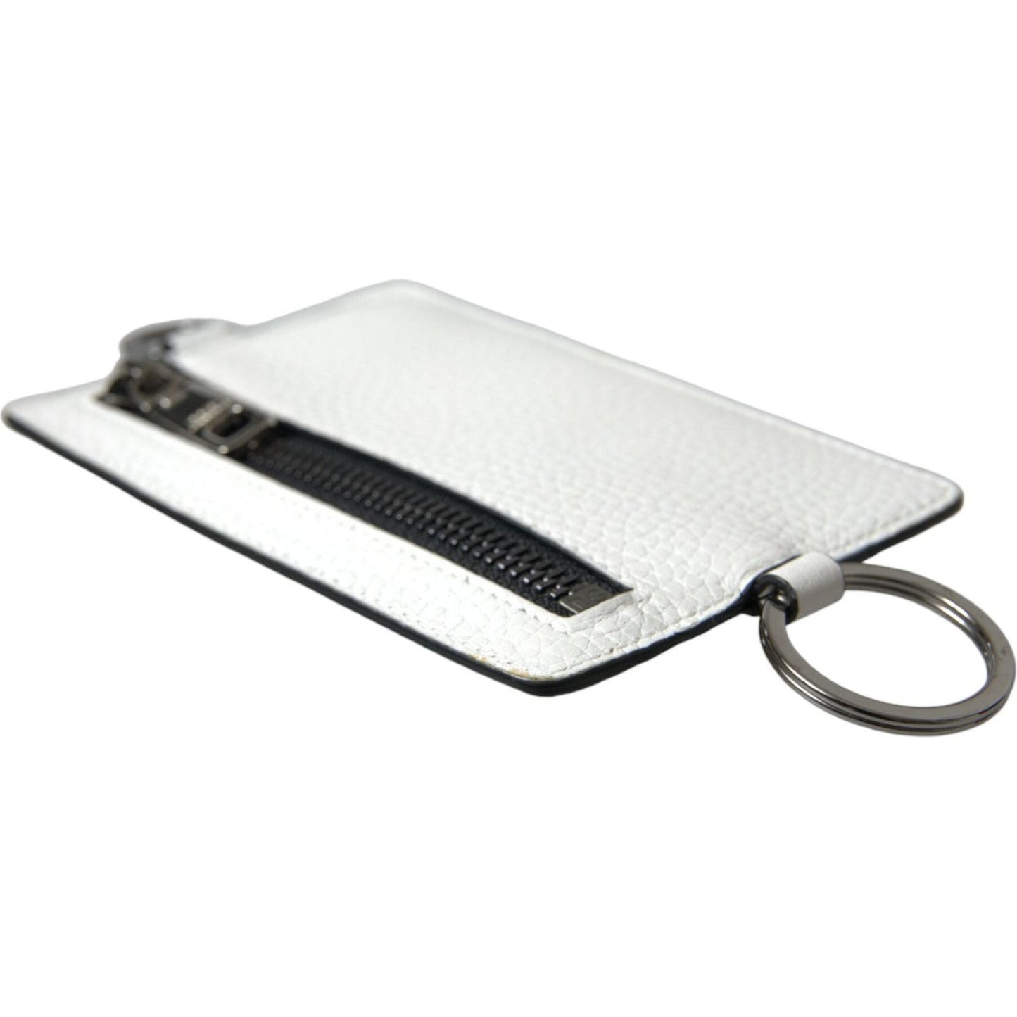 Dolce & Gabbana White Calf Leather Lanyard Logo Card Holder Wallet Dolce & Gabbana