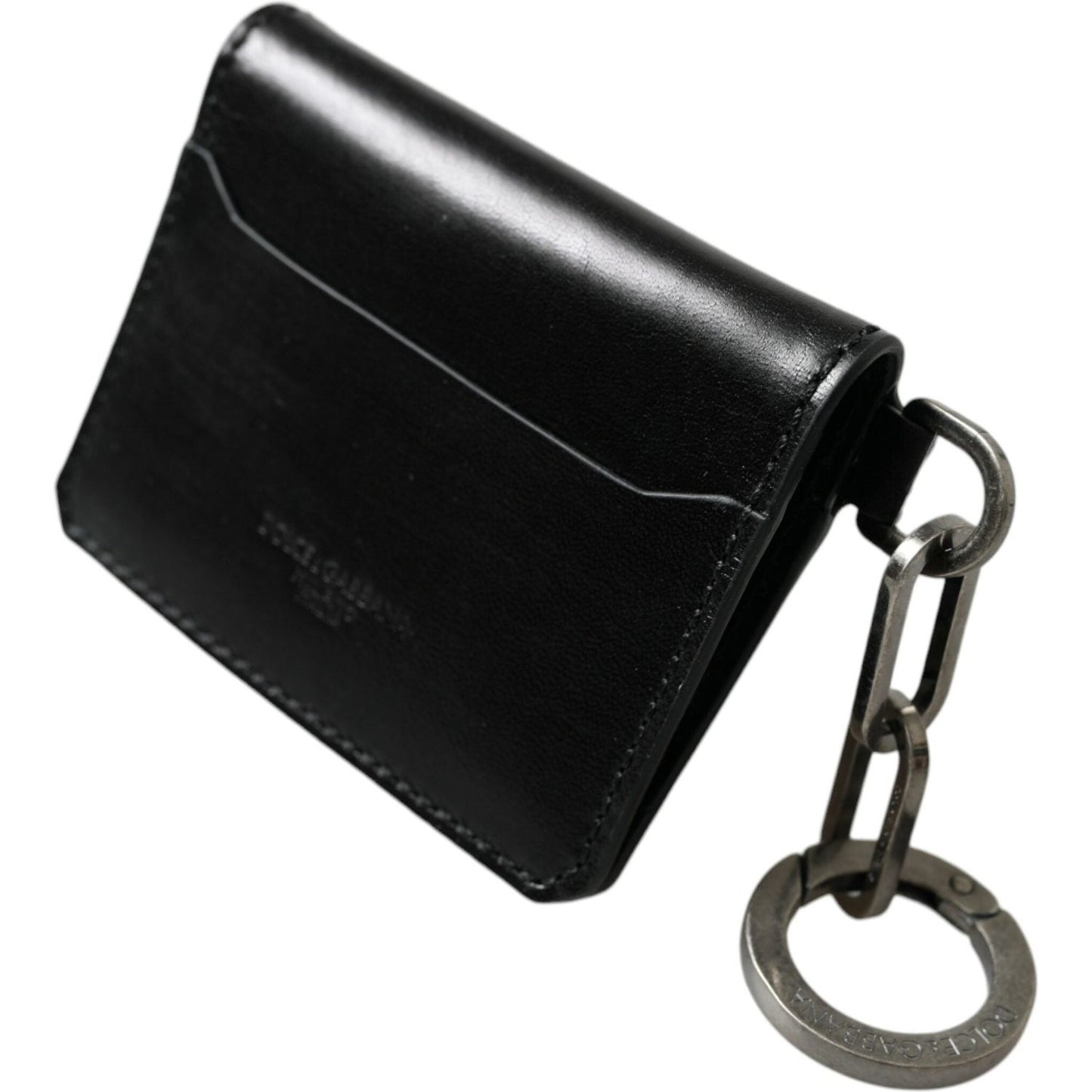 Dolce & Gabbana Black Leather Bifold Logo Card Holder Keyring Wallet Dolce & Gabbana