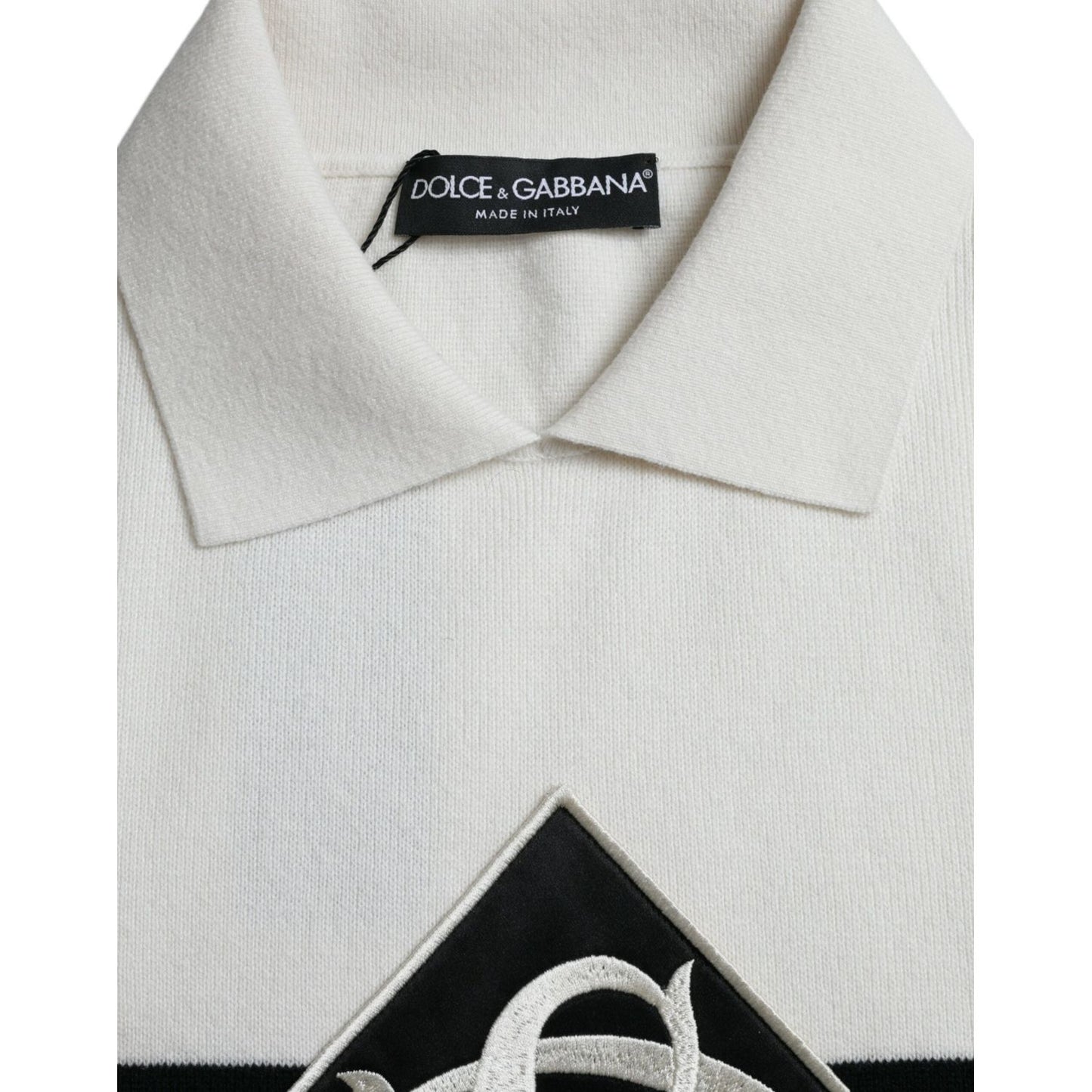 Dolce & Gabbana White DG Logo Collared Henley Shirt T-shirt Dolce & Gabbana