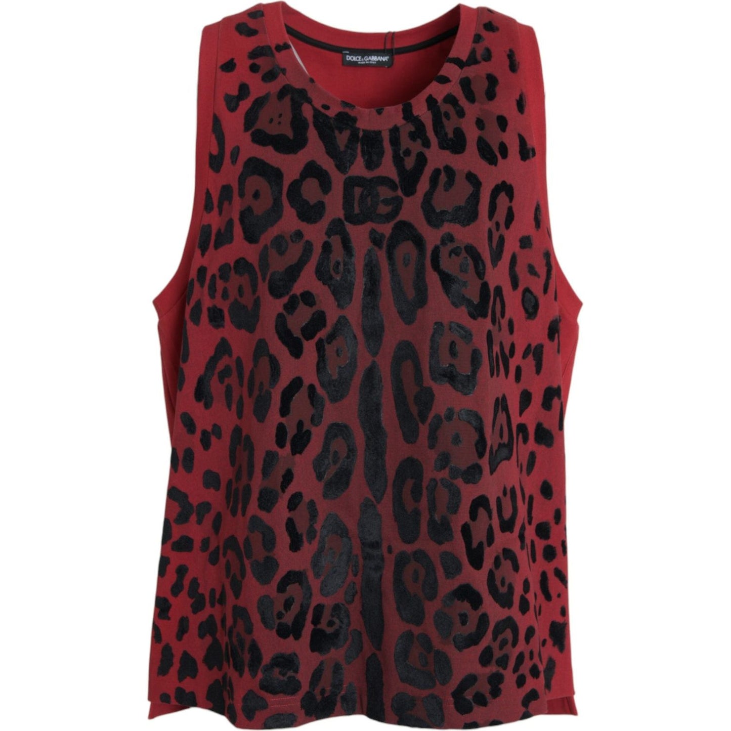 Dolce & Gabbana Red Leopard Print Sleeveless Tank T-shirt Dolce & Gabbana