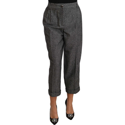 Dolce & Gabbana Gray Wool Pleated Cropped Trouser Pants 1728,67345645728,Clothing,Cropped Pants - Pants - Clothing,Dolce & Gabbana,Gray,IT50|3XL,Jeans & Pants - Women - Clothing,Material: 50% Wool 30% Polyester 20% Cotton,New with tags,Pants - Clothing,Wo