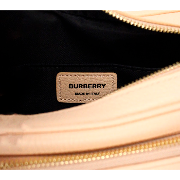 Burberry Small Branded Peach Pink Grainy Leather Camera Crossbody Bag Burberry