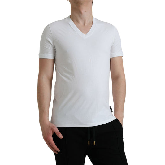 Dolce & Gabbana White Cotton V-neck Short Sleeve Underwear T-shirt Dolce & Gabbana