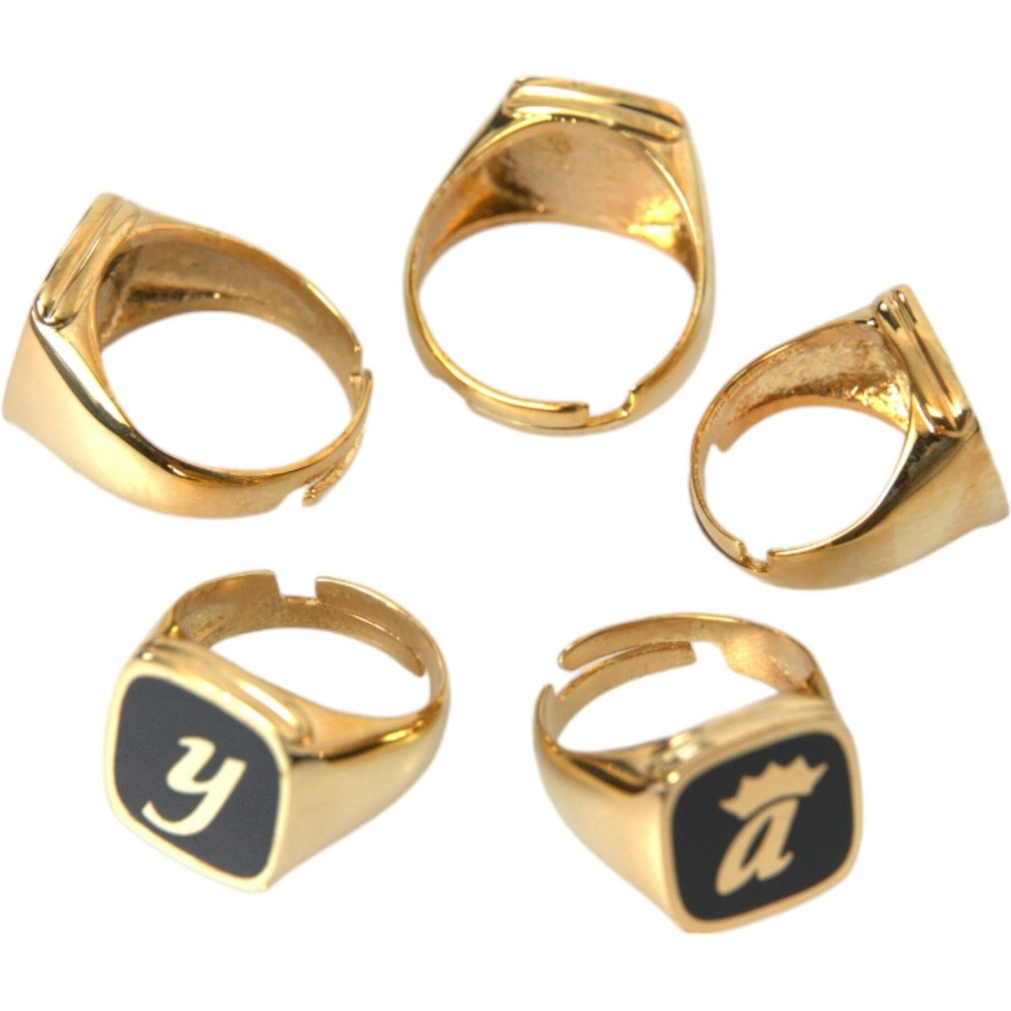 Dolce & Gabbana Gold Brass ROYAL Enamel Set of 5 Ring Dolce & Gabbana