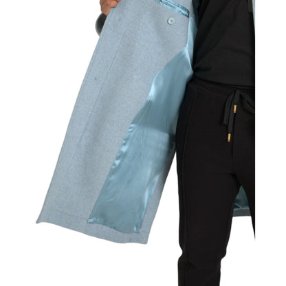 Dolce & Gabbana Light Blue Wool Button Trench Coat Jacket 1728,67345645728,Clothing,Dolce & Gabbana,IT52 | XL,Jackets & Coats - Clothing,Jackets - Men - Clothing,Light Blue,Material: 100% Virgin Wool,Men,New with tags,Trench Coats - Jackets & Coats - Clot