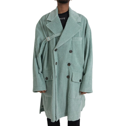 Dolce & Gabbana Blue Double Breasted Corduroy Cotton Jacket 1728,67345645728,Clothing,Dolce & Gabbana,IT52 | XL,Jackets & Coats - Clothing,Jackets - Men - Clothing,Light Blue,Material: 100% Cotton,Men,New with tags,Trench Coats - Jackets & Coats - Clothin