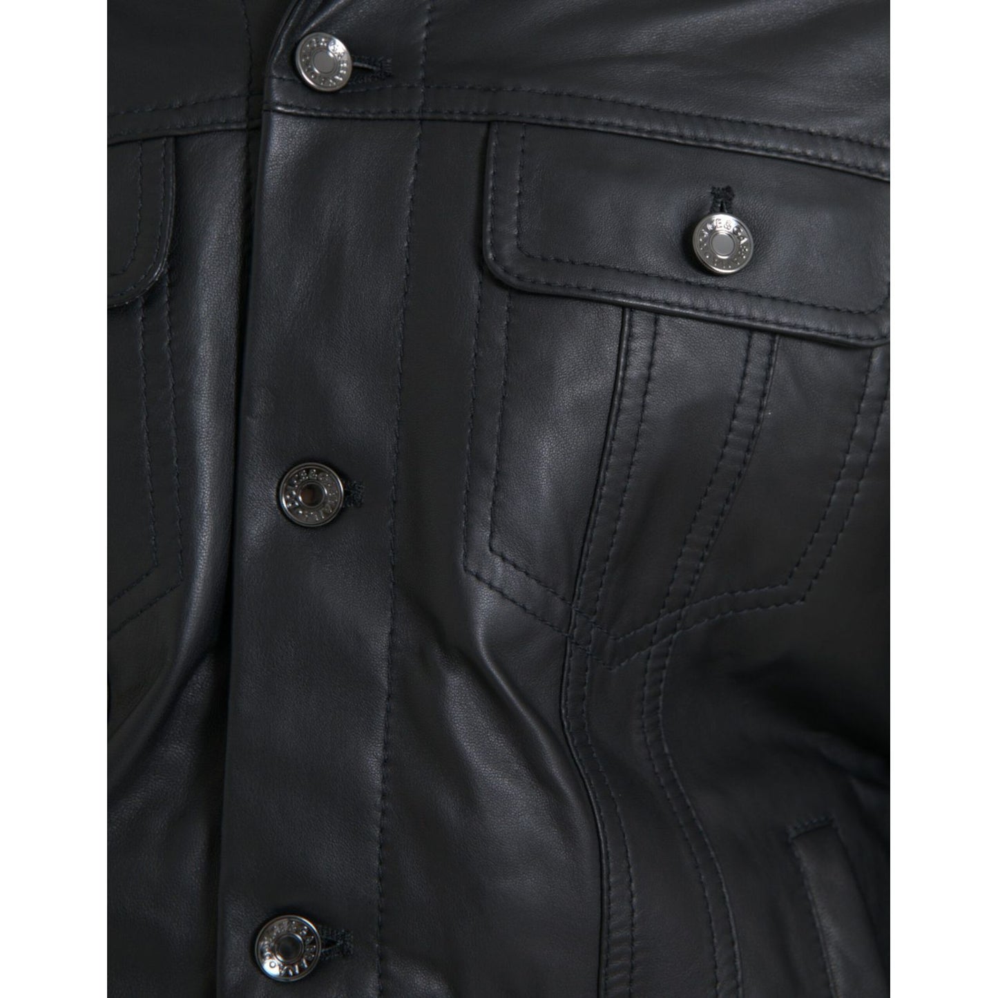 Dolce & Gabbana Black Leather Fur Collar Biker Coat Jacket 1728,67345645728,Biker Jackets - Jackets & Coats - Clothing,Black,Clothing,Dolce & Gabbana,IT46 | S,Jackets & Coats - Clothing,Jackets - Men - Clothing,Leather Jackets - Jackets & Coats - Clothing