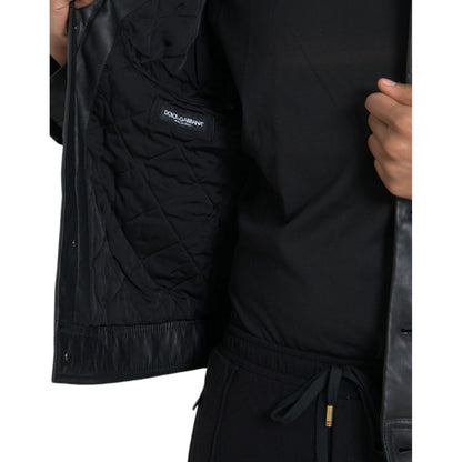 Dolce & Gabbana Black Leather Fur Collar Biker Coat Jacket 1728,67345645728,Biker Jackets - Jackets & Coats - Clothing,Black,Clothing,Dolce & Gabbana,IT46 | S,Jackets & Coats - Clothing,Jackets - Men - Clothing,Leather Jackets - Jackets & Coats - Clothing
