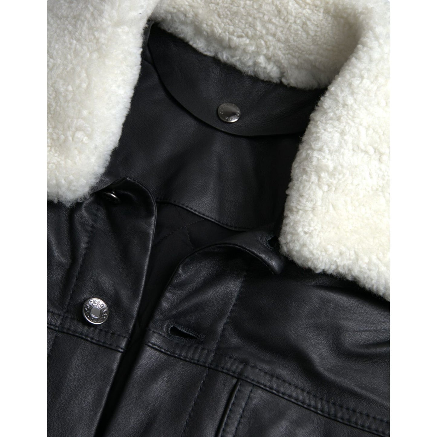 Dolce & Gabbana Black Leather Fur Collar Biker Coat Jacket 1728,67345645728,Biker Jackets - Jackets & Coats - Clothing,Black,Clothing,Dolce & Gabbana,IT46 | S,Jackets & Coats - Clothing,Jackets - Men - Clothing,Leather Jackets - Jackets & Coats - Clothing