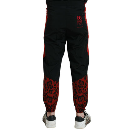 Dolce & Gabbana Black Red Leopard Print Nylon Jogger Pants 1728,67345645728,Athletic Pants - Pants - Clothing,Black and Red,Clothing,Dolce & Gabbana,IT44 | XS,IT46 | S,IT48 | M,IT50 | L,IT52 | XL,IT54 | XL,IT56 | XXL,IT58 | XXL,Jeans & Pants - Men - Cloth
