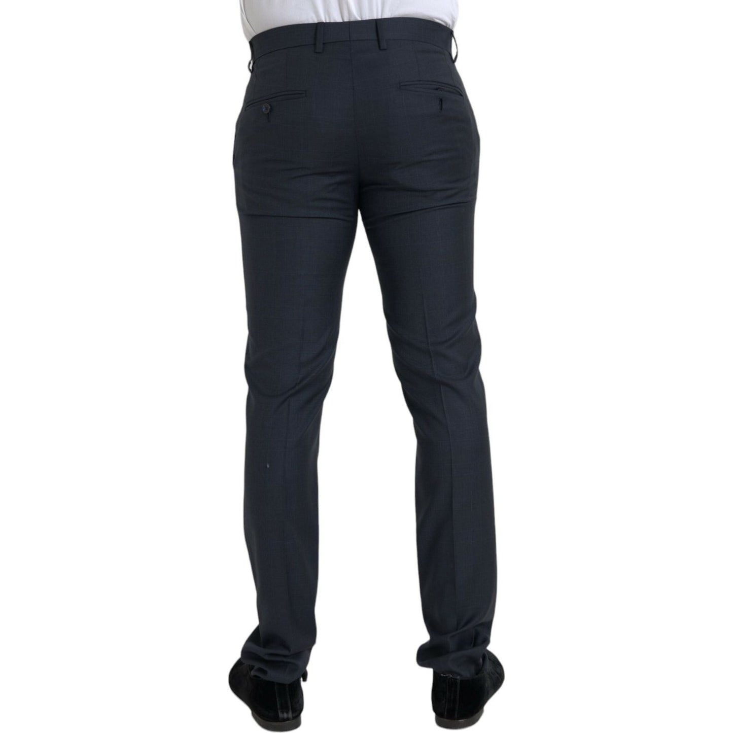 Dolce & Gabbana Blue Wool Men Skinny Dress Pants Dolce & Gabbana