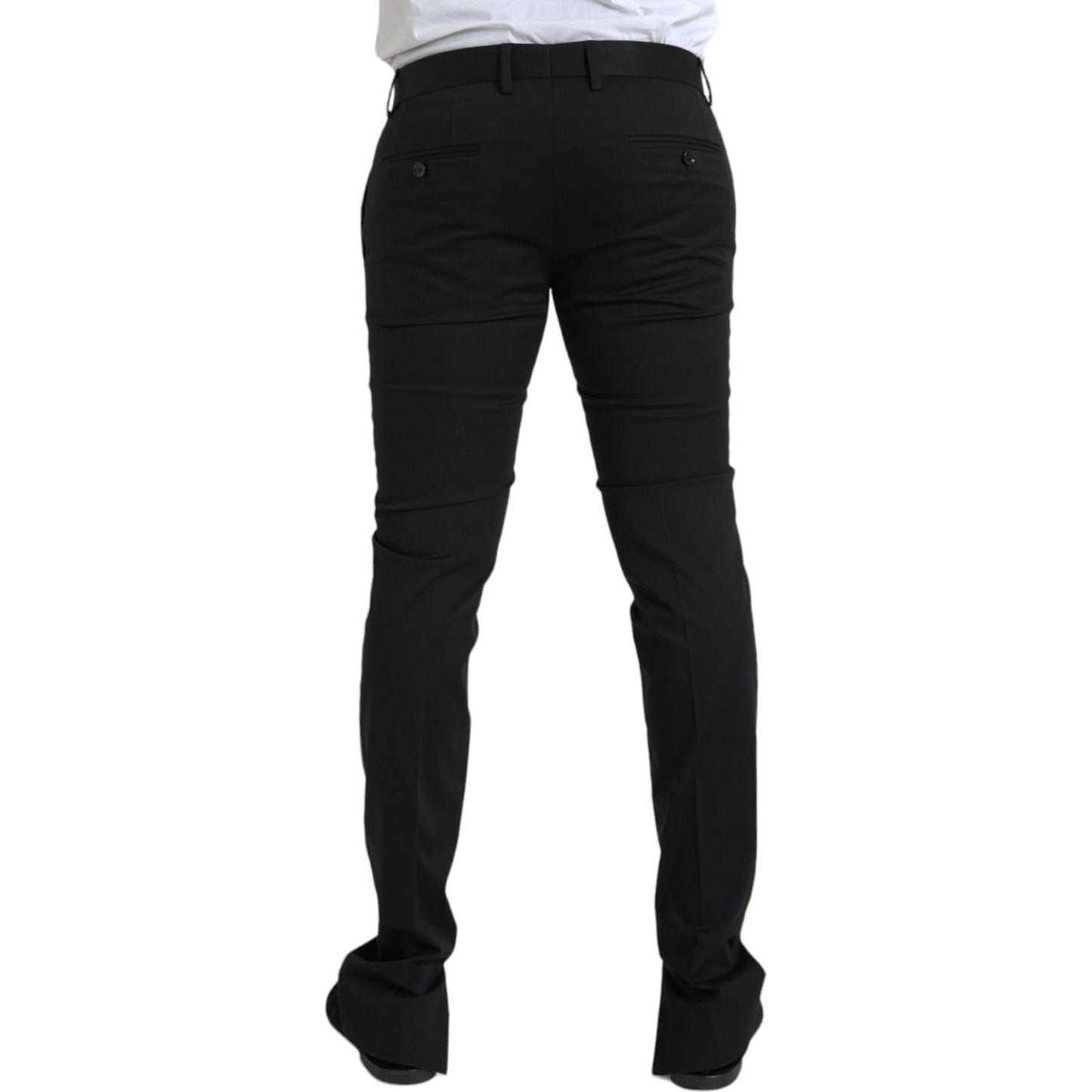 Dolce & Gabbana Black Cotton Stretch Skinny Dress Pants Dolce & Gabbana