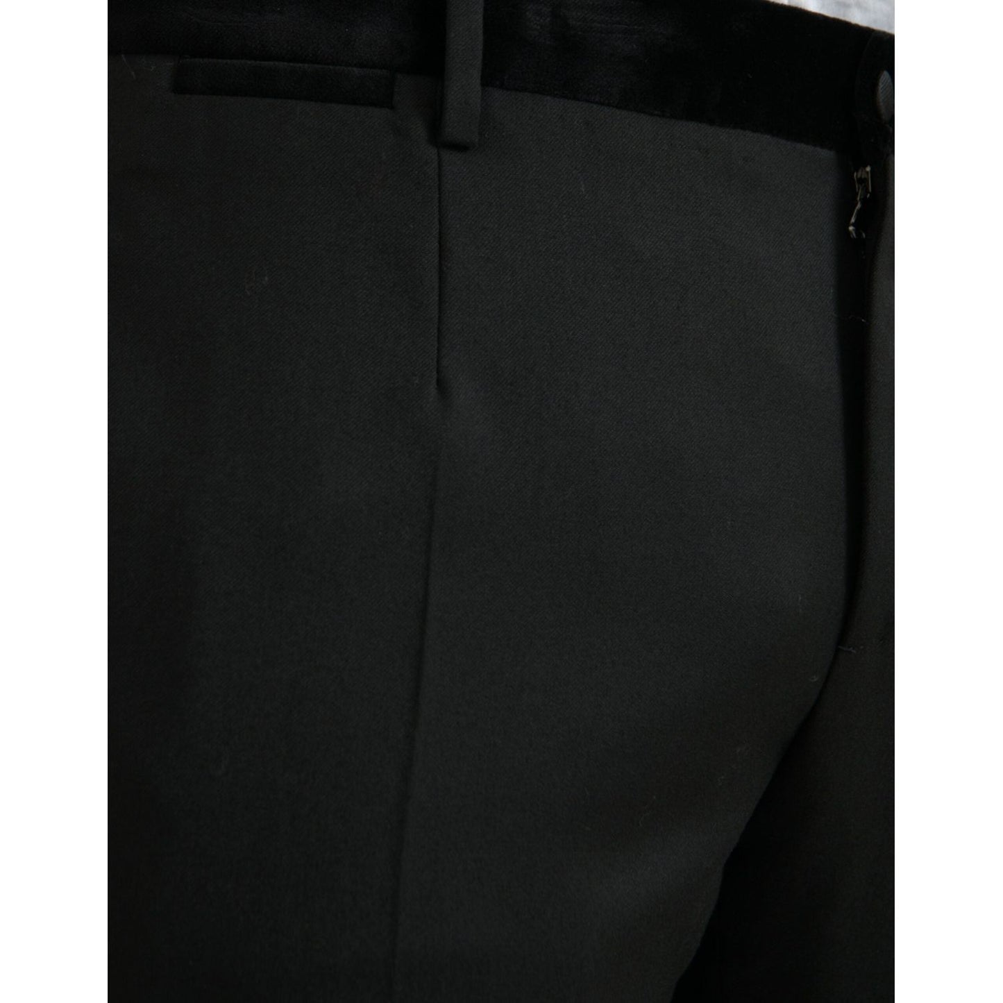 Dolce & Gabbana Black Silk Men Skinny Dress Pants Dolce & Gabbana