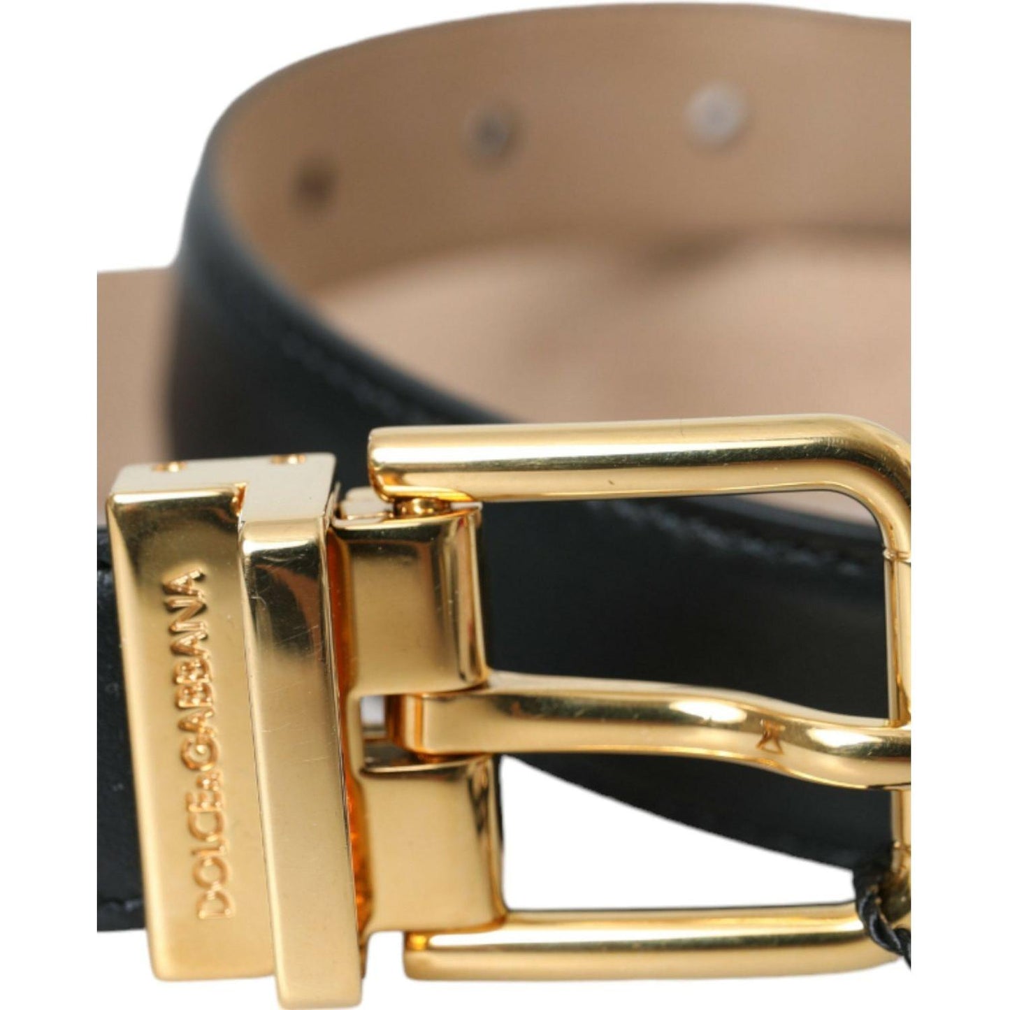 Dolce & Gabbana Black Leather Gold Metal Buckle Belt Men Dolce & Gabbana