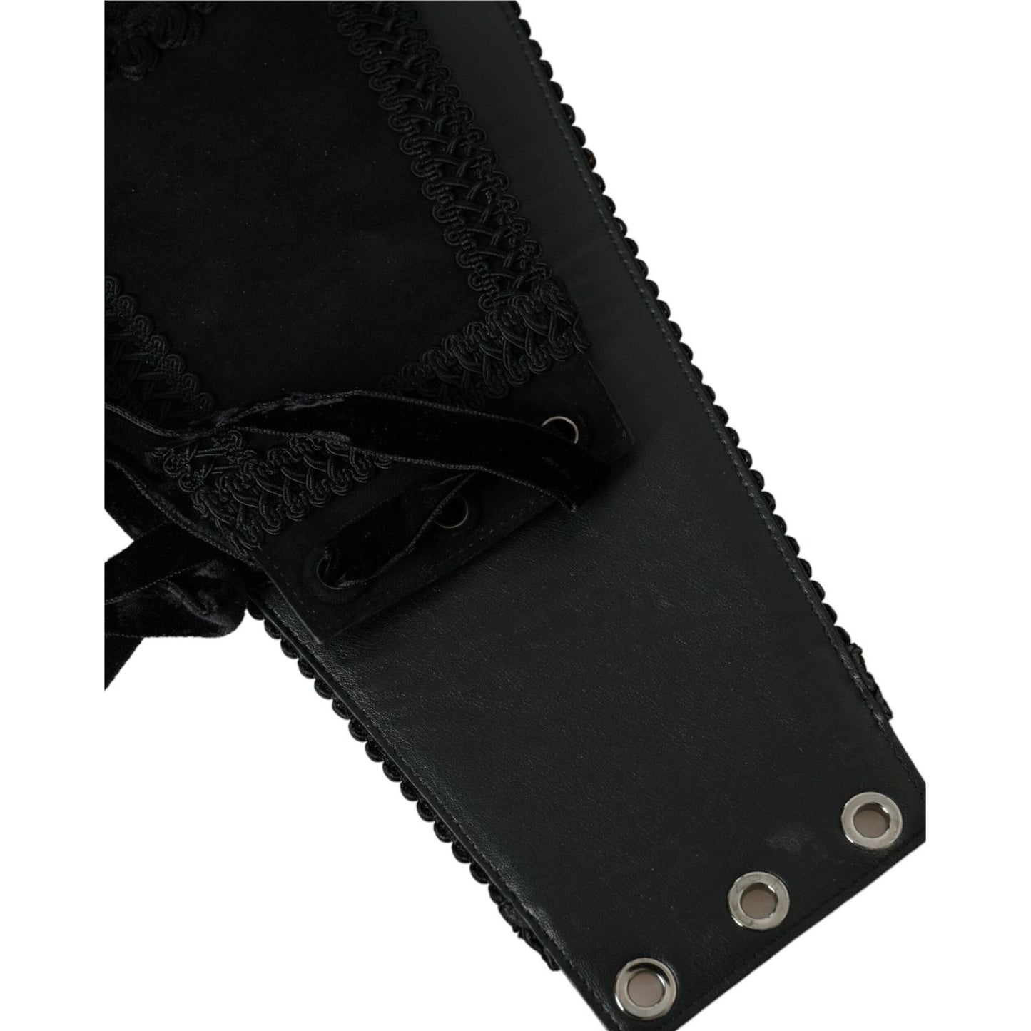 Dolce & Gabbana Black Canvas Embellished Waist Women Belt Dolce & Gabbana