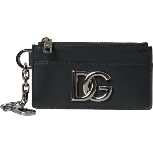 Dolce & Gabbana Black Calfskin Leather DG Logo Card Holder Wallet Men Dolce & Gabbana