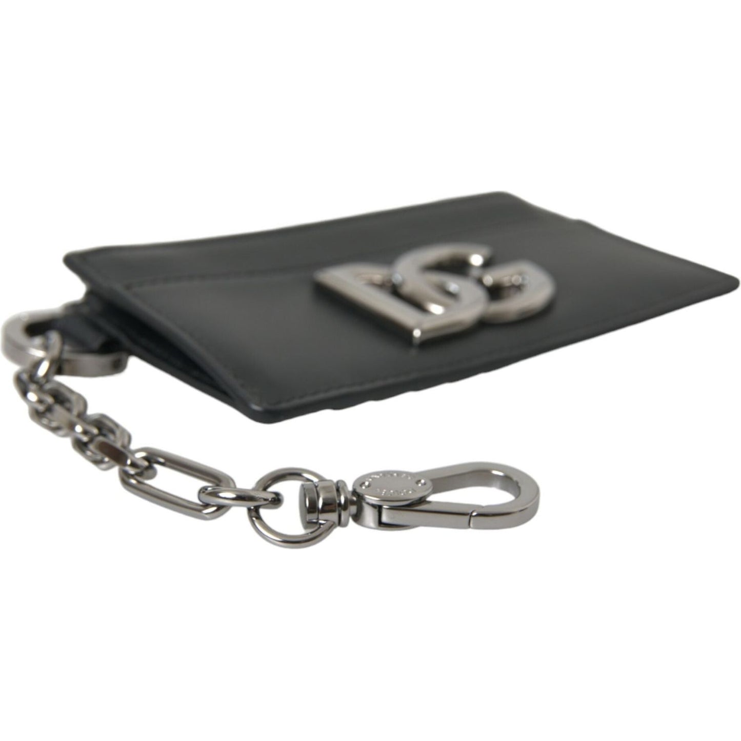 Dolce & Gabbana Black Calfskin Leather DG Logo Card Holder Wallet Men Dolce & Gabbana