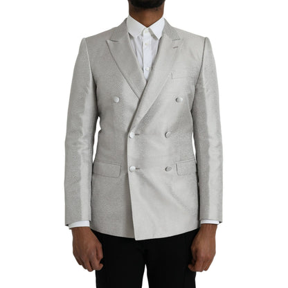 Dolce & Gabbana Off White MARTINI Double Breasted Coat Blazer 1728,67345645728,Blazers - Men - Clothing,Blazers - Suits & Blazers - Clothing,Clothing,Dolce & Gabbana,IT46 | S,Material: 100% Silk,Men,New with tags,Off White,Suits & Blazers - Clothing