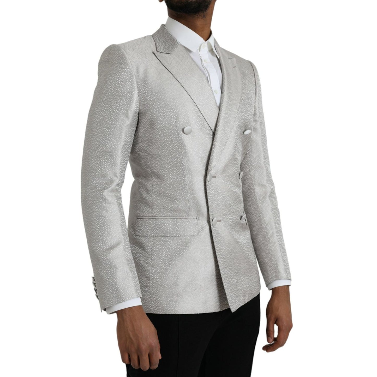 Dolce & Gabbana Off White MARTINI Double Breasted Coat Blazer 1728,67345645728,Blazers - Men - Clothing,Blazers - Suits & Blazers - Clothing,Clothing,Dolce & Gabbana,IT46 | S,Material: 100% Silk,Men,New with tags,Off White,Suits & Blazers - Clothing