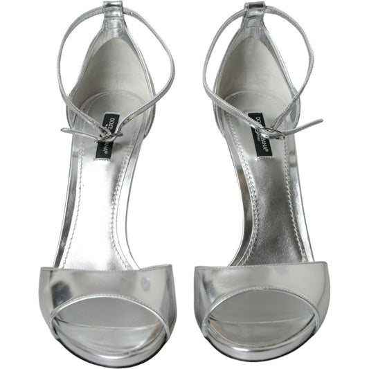 Dolce & Gabbana Silver KEIRA Leather Heels Sandals Shoes Dolce & Gabbana