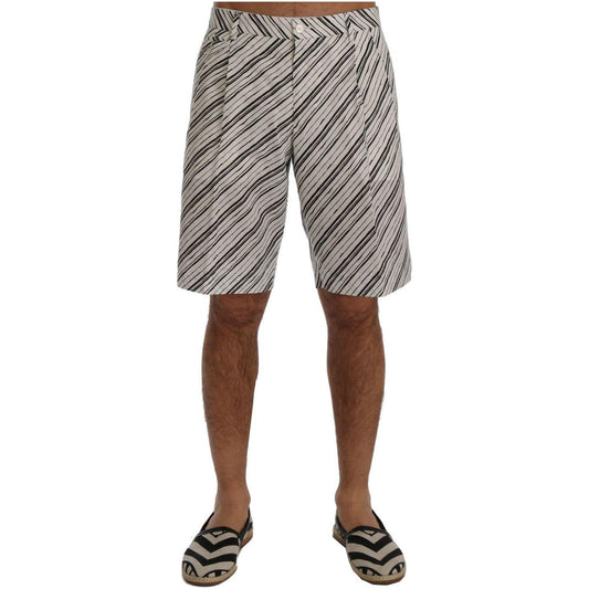 Dolce & Gabbana White Black Striped Casual Shorts Dolce & Gabbana