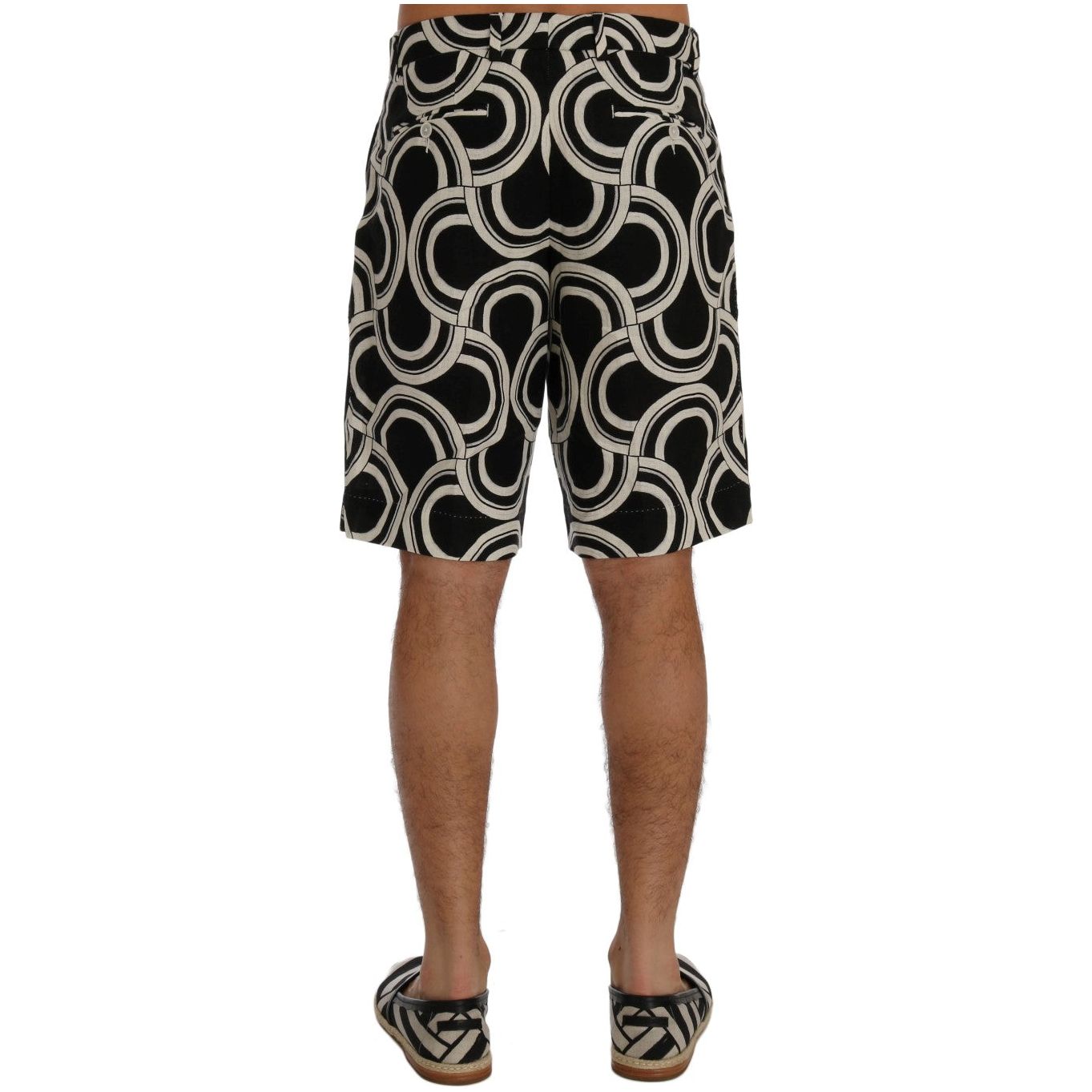 Dolce & Gabbana Chic Black & White Patterned Linen Shorts Dolce & Gabbana