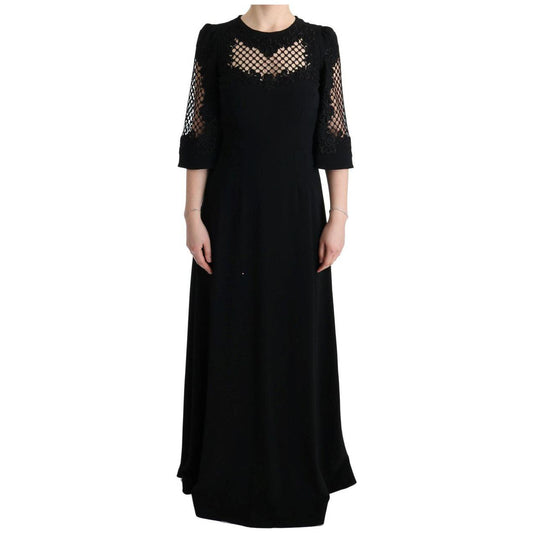 Dolce & Gabbana Elegant Black Floral Maxi Dress Dolce & Gabbana