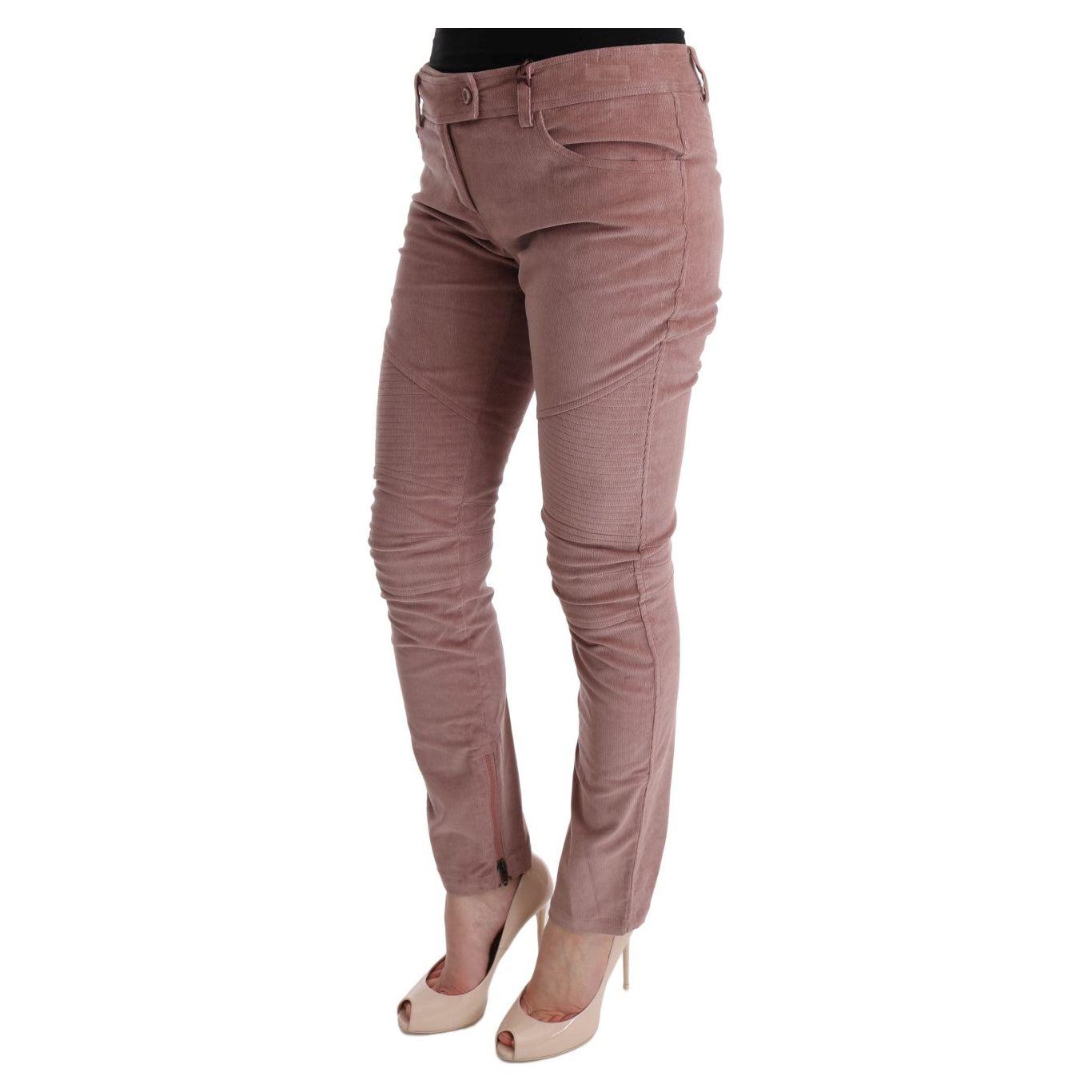 Ermanno Scervino Pink Velvet Cropped Casual Pants