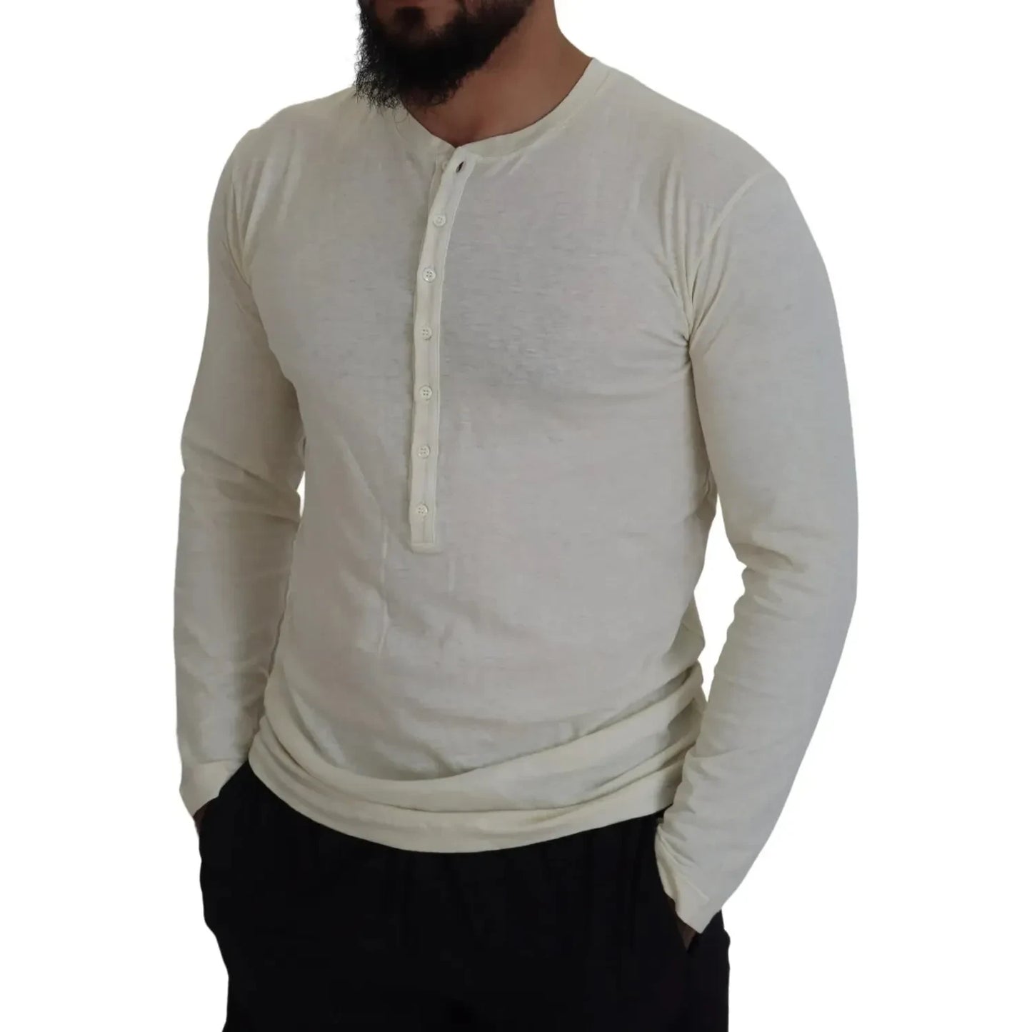 Dsquared² Beige Cotton Linen Long Sleeves Pullover Sweater 1728,67345645728,Beige,Clothing,Dsquared²,IT50 | L,Material: 70% Cotton 30% Linen,Men,Men - Clothing,Preowned / Defect,Sweaters - Clothing,Sweaters - Men - Clothing,Sweatshirts - Sweaters - Clothi