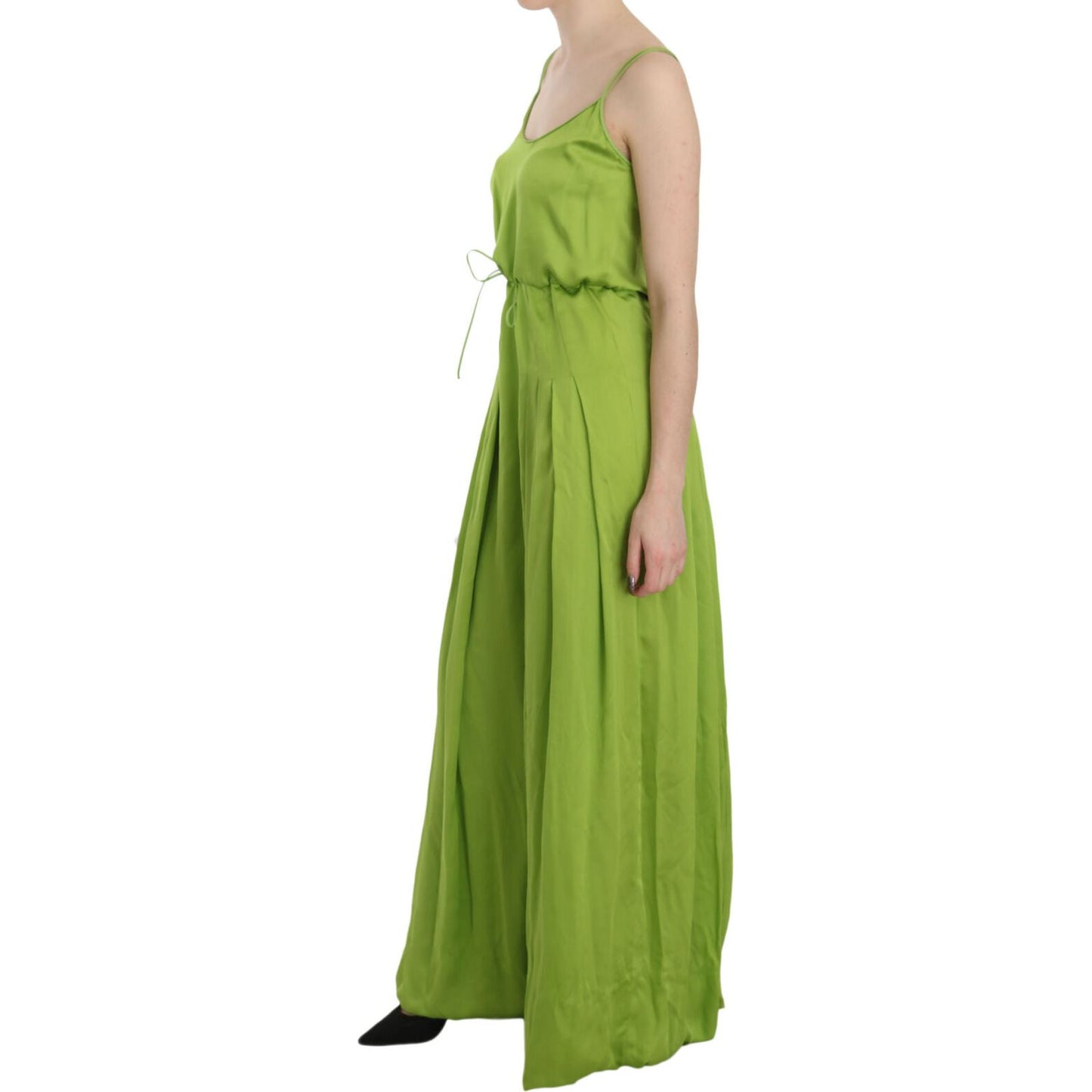 Dsquared² Green Spaghetti Strap Long A-line Pleated Dress Dsquared²