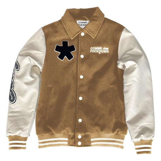 Comme Des Fuckdown Chic Cotton and Faux Leather Bomber Jacket Comme Des Fuckdown