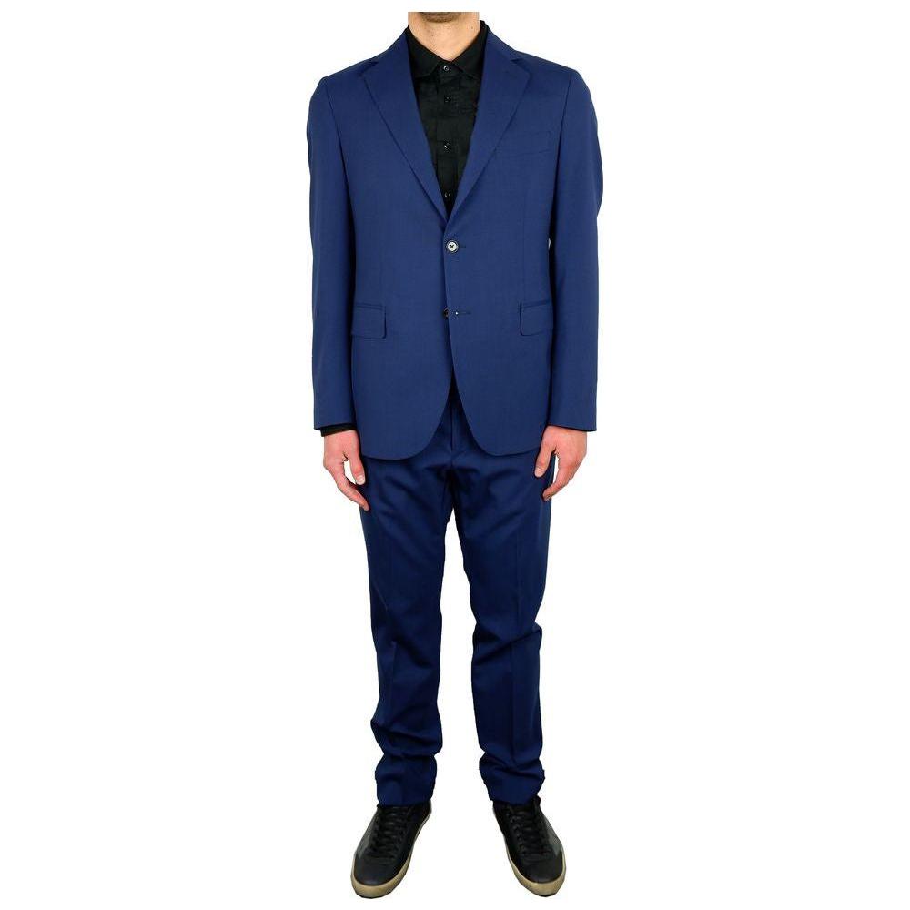 Aquascutum Elegant Blue Wool Blend Two-Piece Suit Aquascutum