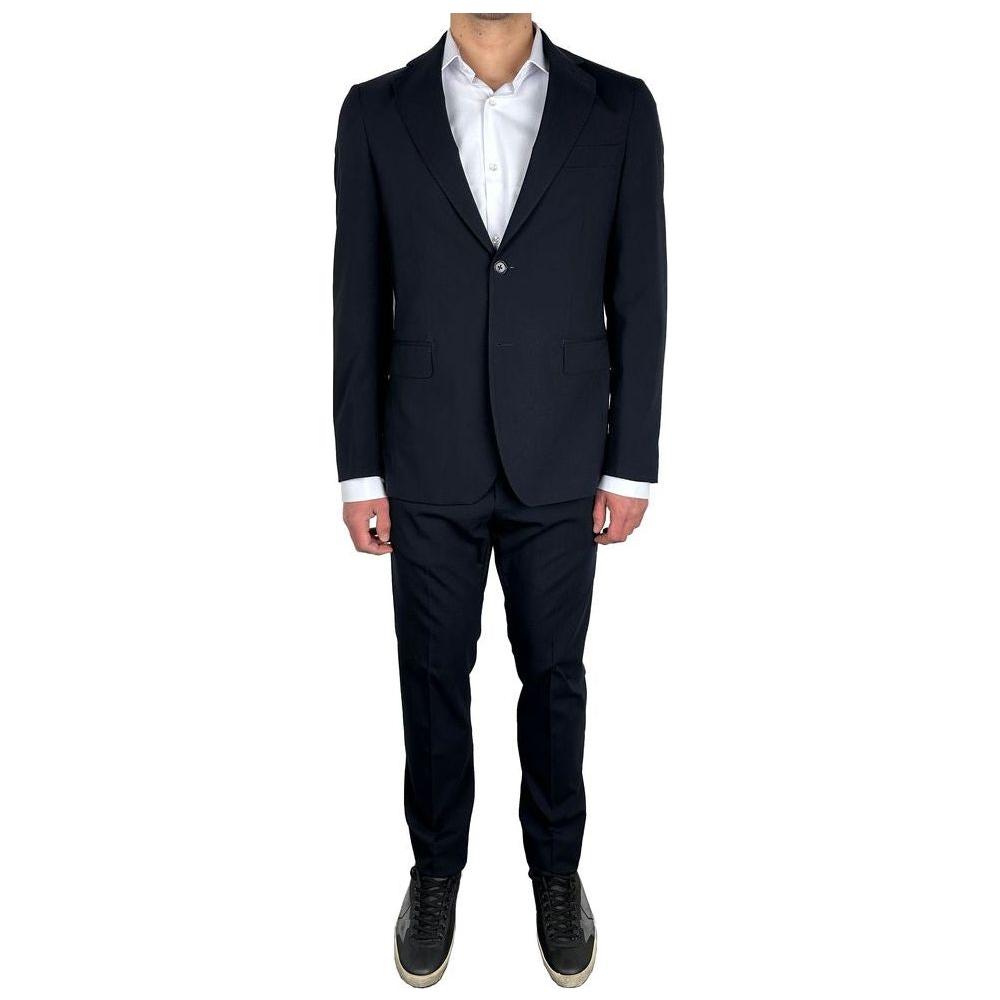 Aquascutum Blue Wool Mens Single-Breasted Suit Aquascutum