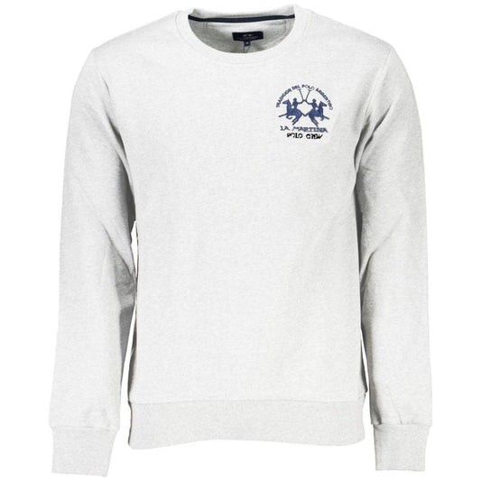 La Martina Elegant Cotton Crewneck Sweatshirt in White La Martina