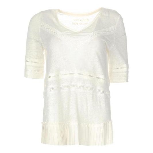 Patrizia Pepe Chic Linen Crochet Detail T-Shirt Patrizia Pepe