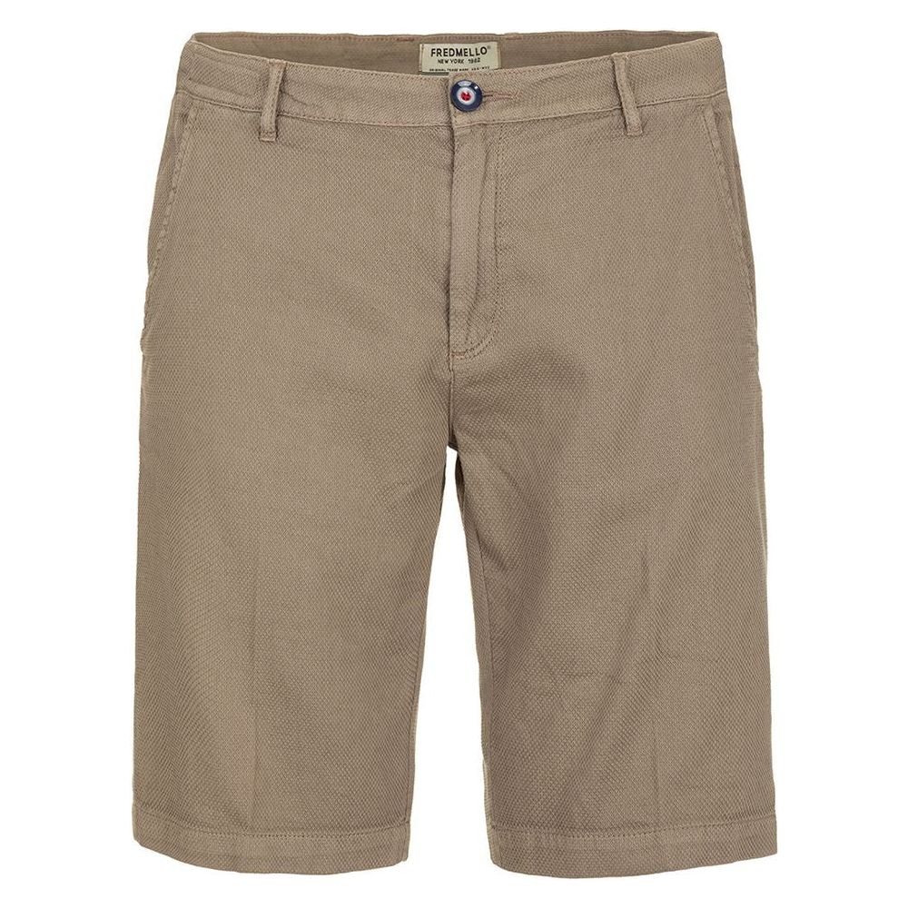 Fred Mello Summertime Sophistication Beige Cotton Shorts Fred Mello