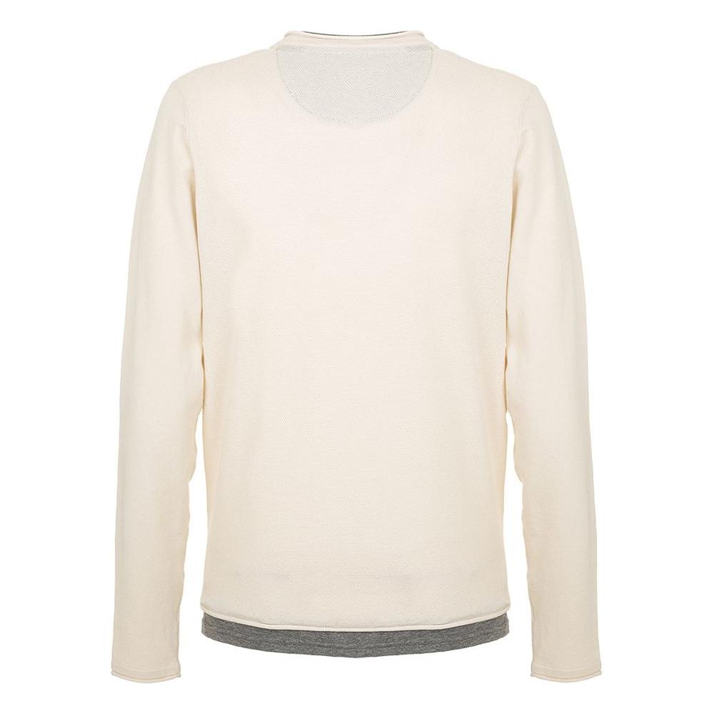 Fred Mello Chic Beige Long Sleeve Cotton Blend Sweater Fred Mello